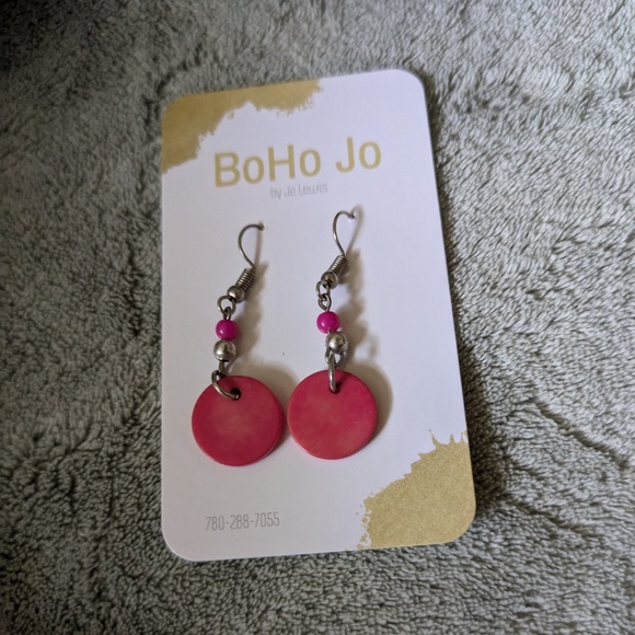 Red Tagua Nut Earrings - Picture 3 of 3